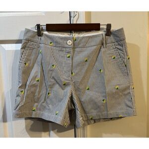 Crown‎ & Ivy Shorts Stripped With Lemons Women's Sz 10 Pockets